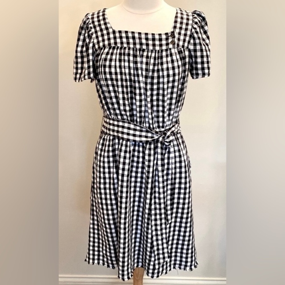 Who What Wear Black White Gingham Check SZ M Picnic Country Farmhouse Chic Dress